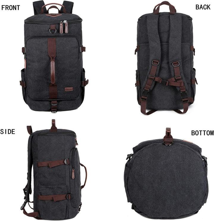BAOSHA HB-26 Herren Vintage Canvas Rucksack Schwarz, Schwarz
