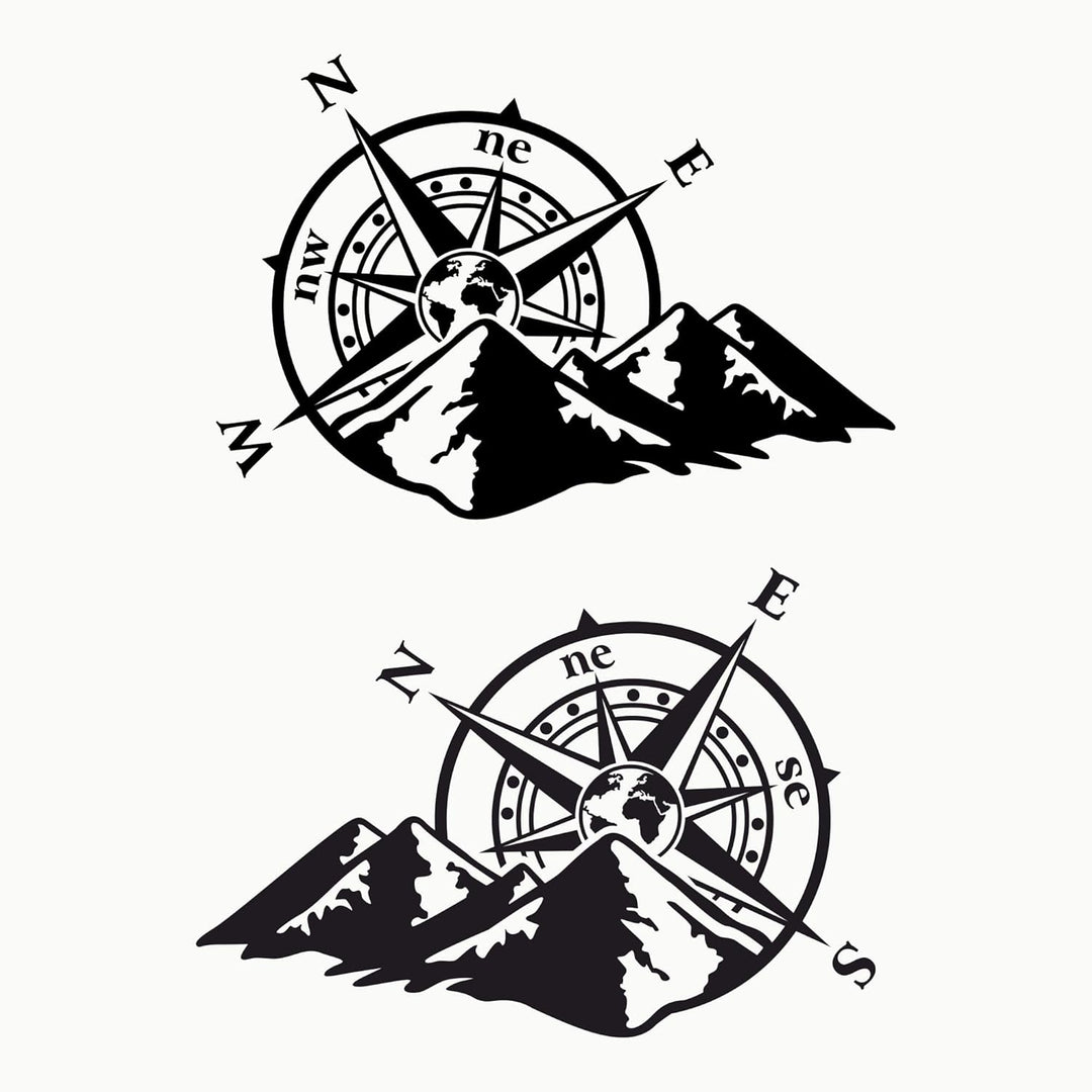 Autodomy Kompass Off Road Sport Trail 4x4 Weltkarte Aufkleber Paket 2 Stück für Auto oder Motorrad (