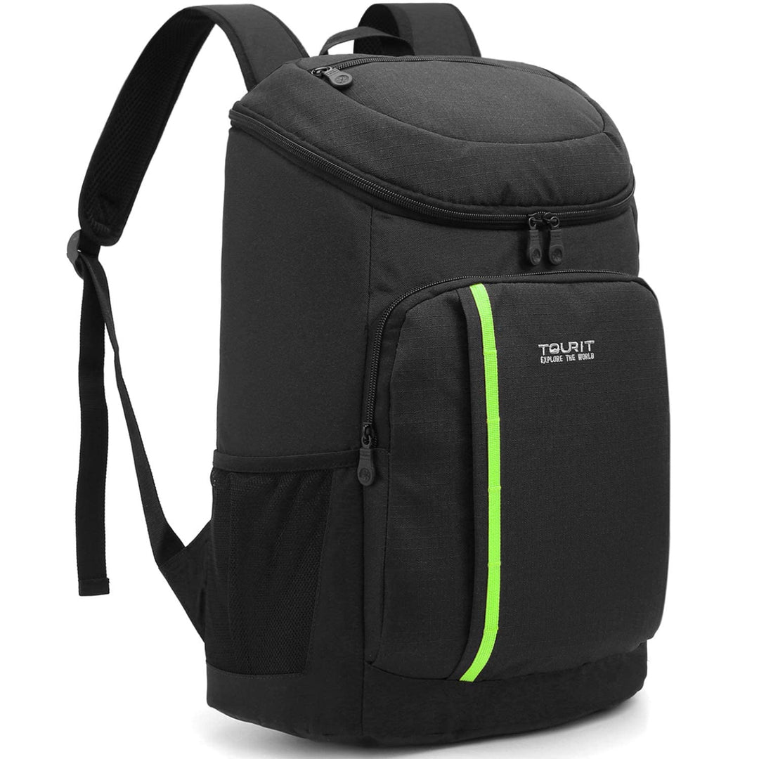 TOURIT 28L Kühler Rucksack Leichter Rucksack mit Flaschenöffner Hält 30 Dosen Schwarz