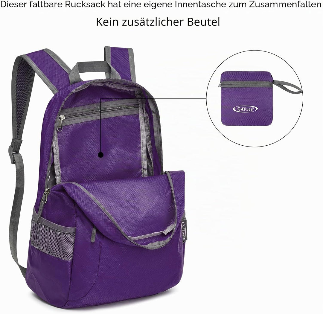 G4Free 20L Faltbarer Rucksack Ultraleichter Wanderrucksack Daypack für Männer Frauen und Kinder für
