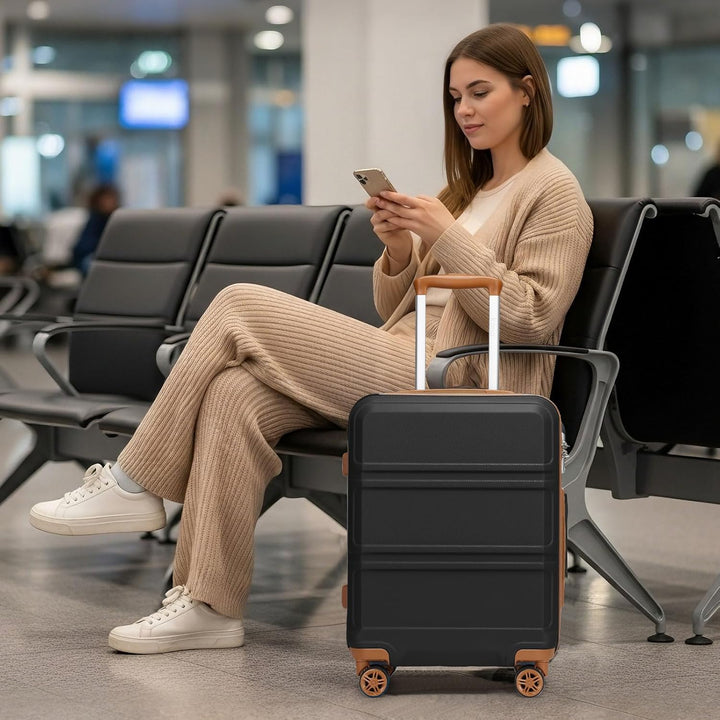 KONO Handgepäck Koffer ABS+PC Hartschalenkoffer, Kabinenkoffer 52x38x21 cm für Lufthansa & Eurowings
