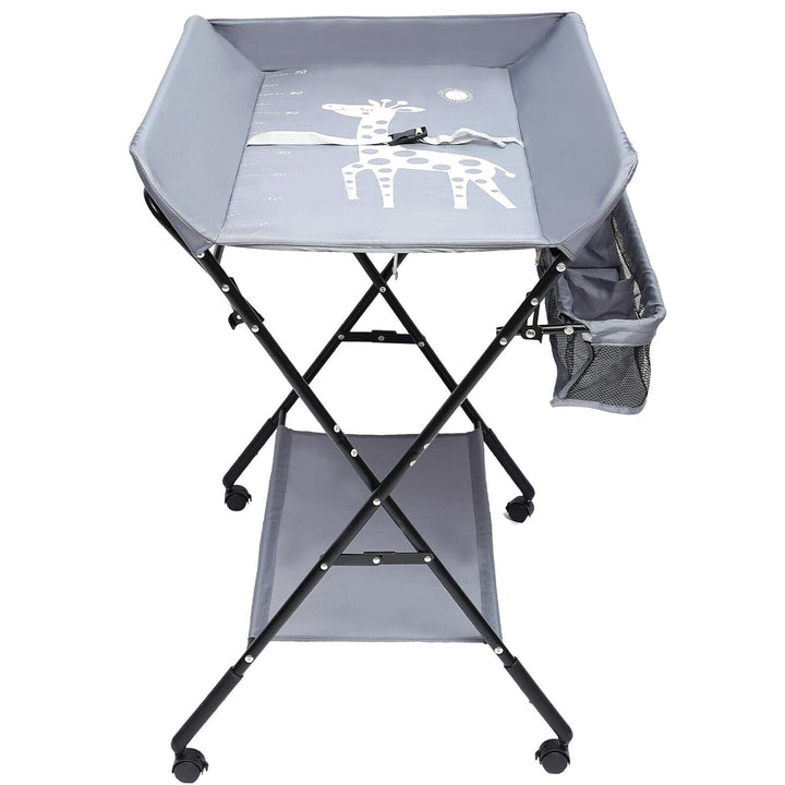 Baby Wickeltisch Klappbarer Wickeltisch Mobiler Wickeltisch mit Sicherheitsgurt und Ablagefächern,Pl