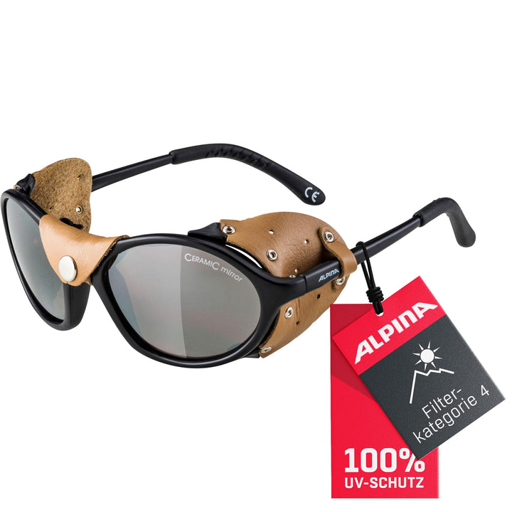 ALPINA SIBIRIA - Kat.4 Gletscherbrille mit seitl. Blend- & Windschutz aus Leder und Gletscherbrille1