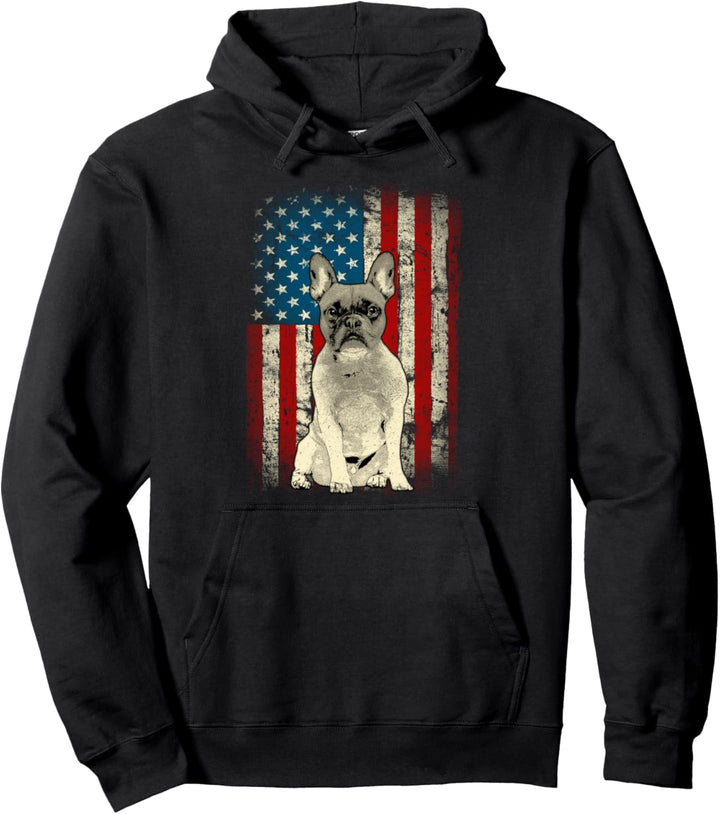 Patriotische USA-Flagge Französische Bulldogge für Frenchie-Besitzer Pullover Hoodie