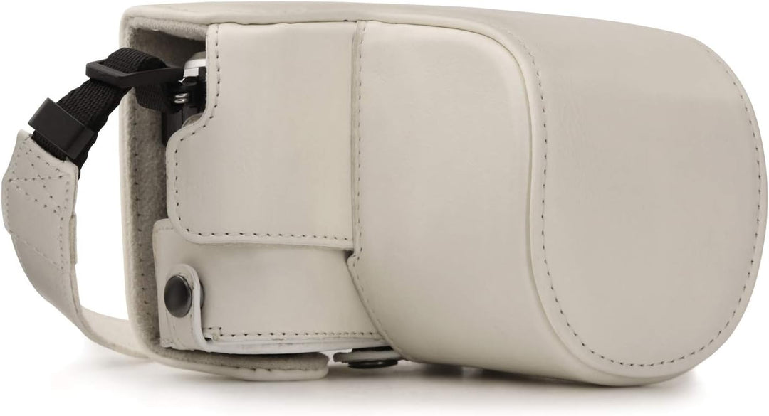 MegaGear MG1455 Olympus PEN E-PL9 (14-42mm) Ever Ready Leder Kamera-Case mit Trageriemen - Weiss, We