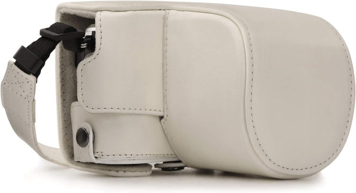 MegaGear MG1455 Olympus PEN E-PL9 (14-42mm) Ever Ready Leder Kamera-Case mit Trageriemen - Weiss, We