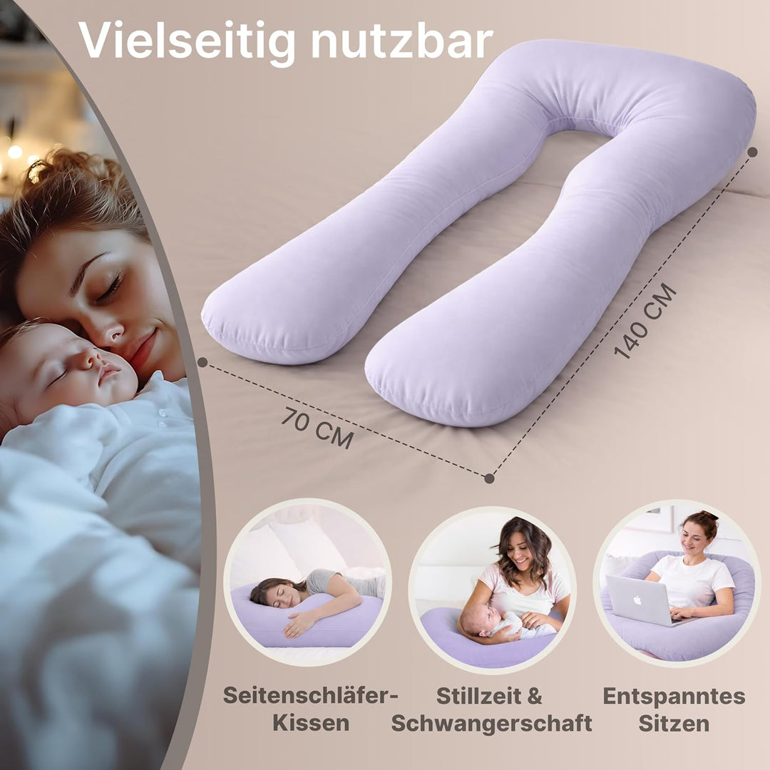 ELONEO NEU Seitenschläferkissen mit Bezug | Stillkissen | Schwangerschaftskissen XXL | Pregnancy Pil