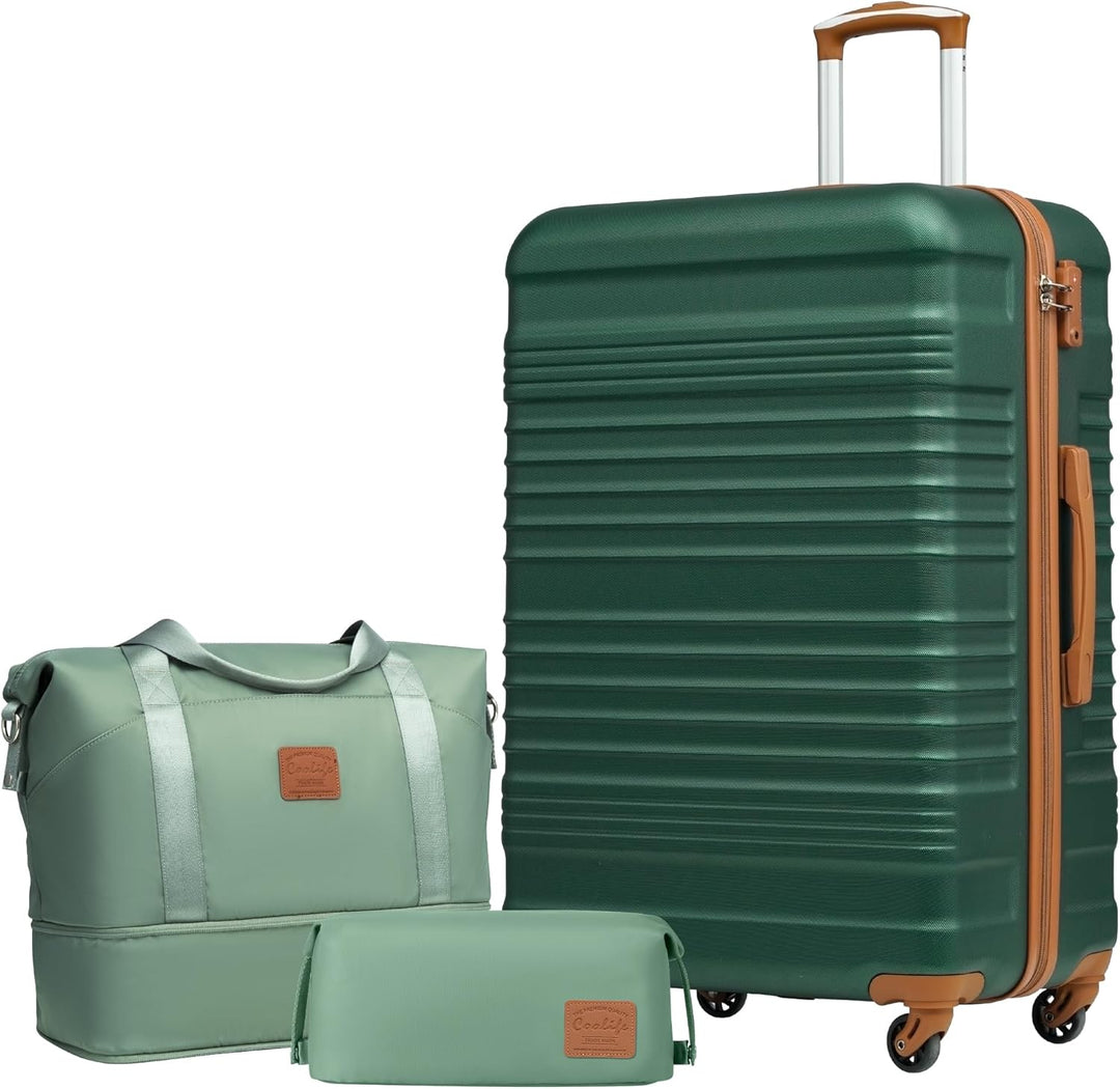COOLIFE Koffer-Set Trolley Koffer ABS Hartschale Reisekoffer 4 Rollen TSA-Schloss einziehbarer Troll
