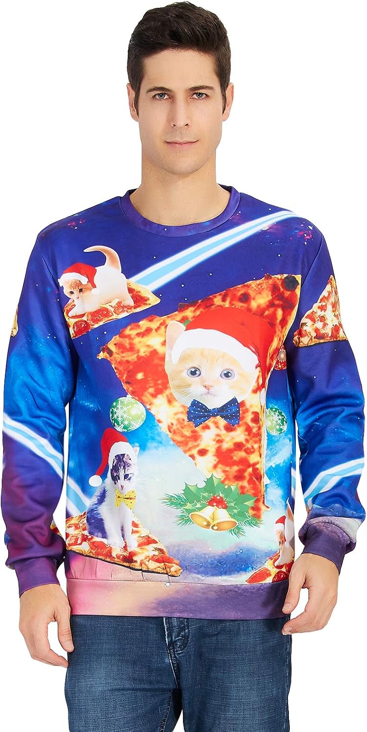 ALISISTER Hässliche Weihnachtpullover 3D Gedruckt Weihnachten Jumper Sweatshirt Langarm Ugly Christm