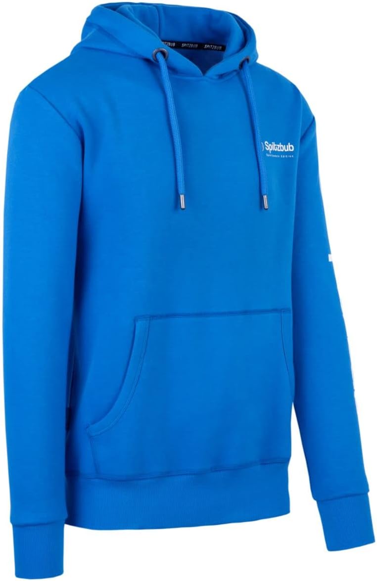 Spitzbub Herren Hoodie Pullover mit Kapuze Kapuzenpullover Sportshoodie mit Ärmelprint, S Blau
