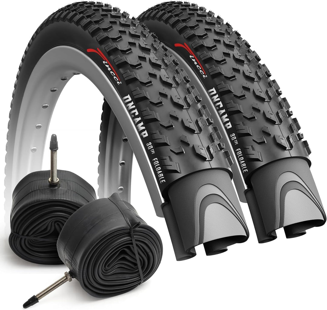Fincci Paar 27,5 x 2.10 MTB Reifen Zoll 54-584 Fahrradmantel Faltbar Slick Reifen mit Presta Schlauc