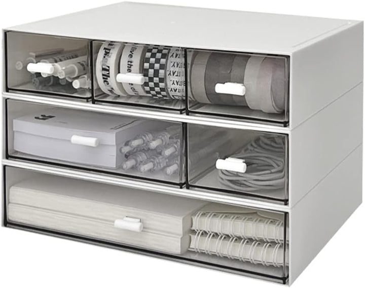 3 Stück Schreibtisch Organizer mit 6 Schubladen, Stapelbare Schubladenbox, Schreibtisch Organisation
