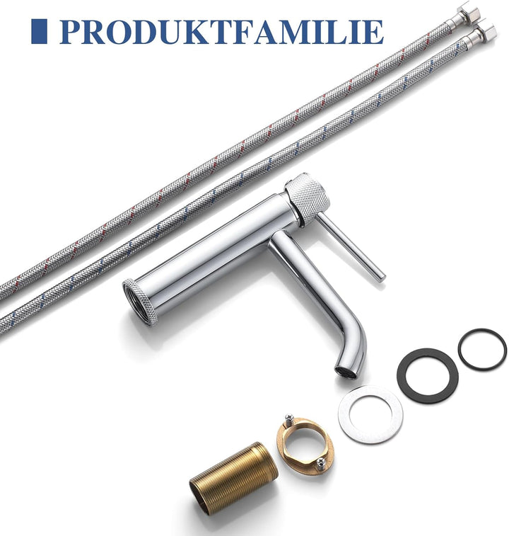 Wasserhahn Bad, Waschtischarmatur Waschbecken Armaturen Einhebelmischer Einhand Mischbatterie Chrom,