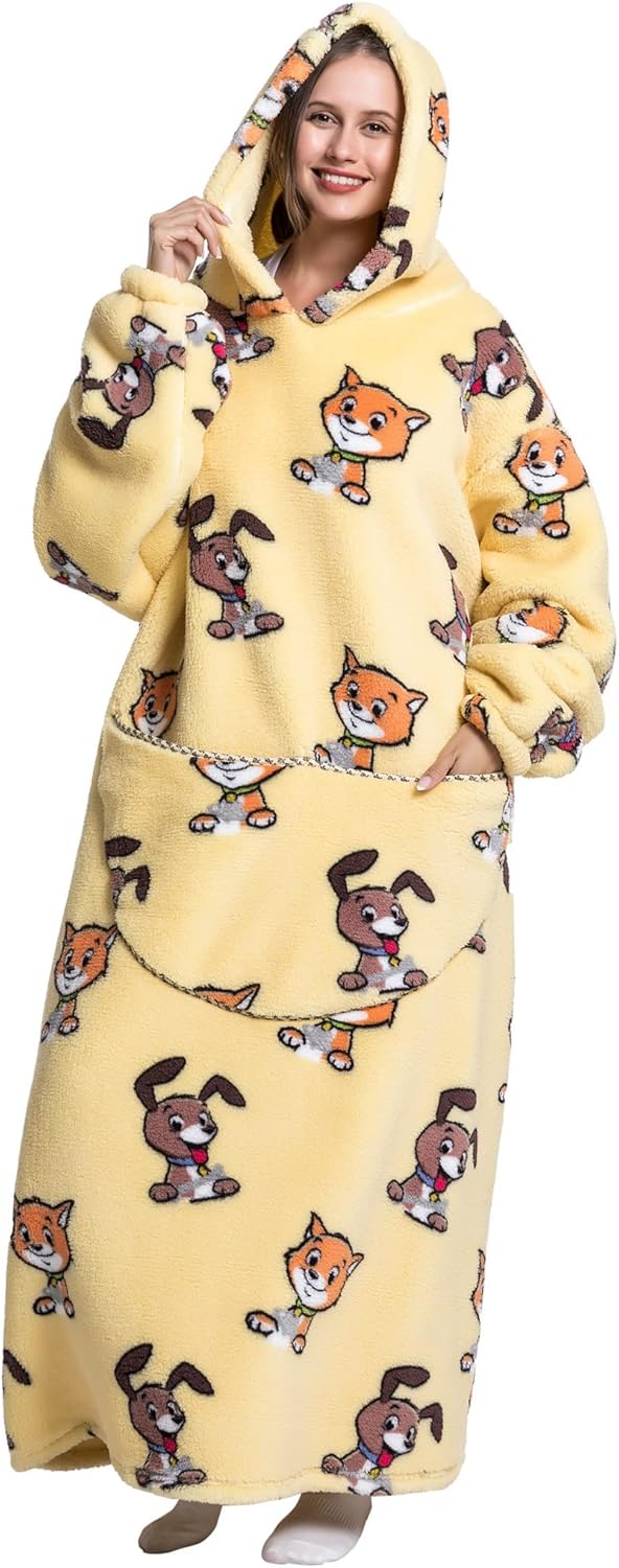 Verlängert Übergrosse Hoodie Decke,Decken Hoodie Damen mit Tasche und Kapuze,Superweiche und Warme K