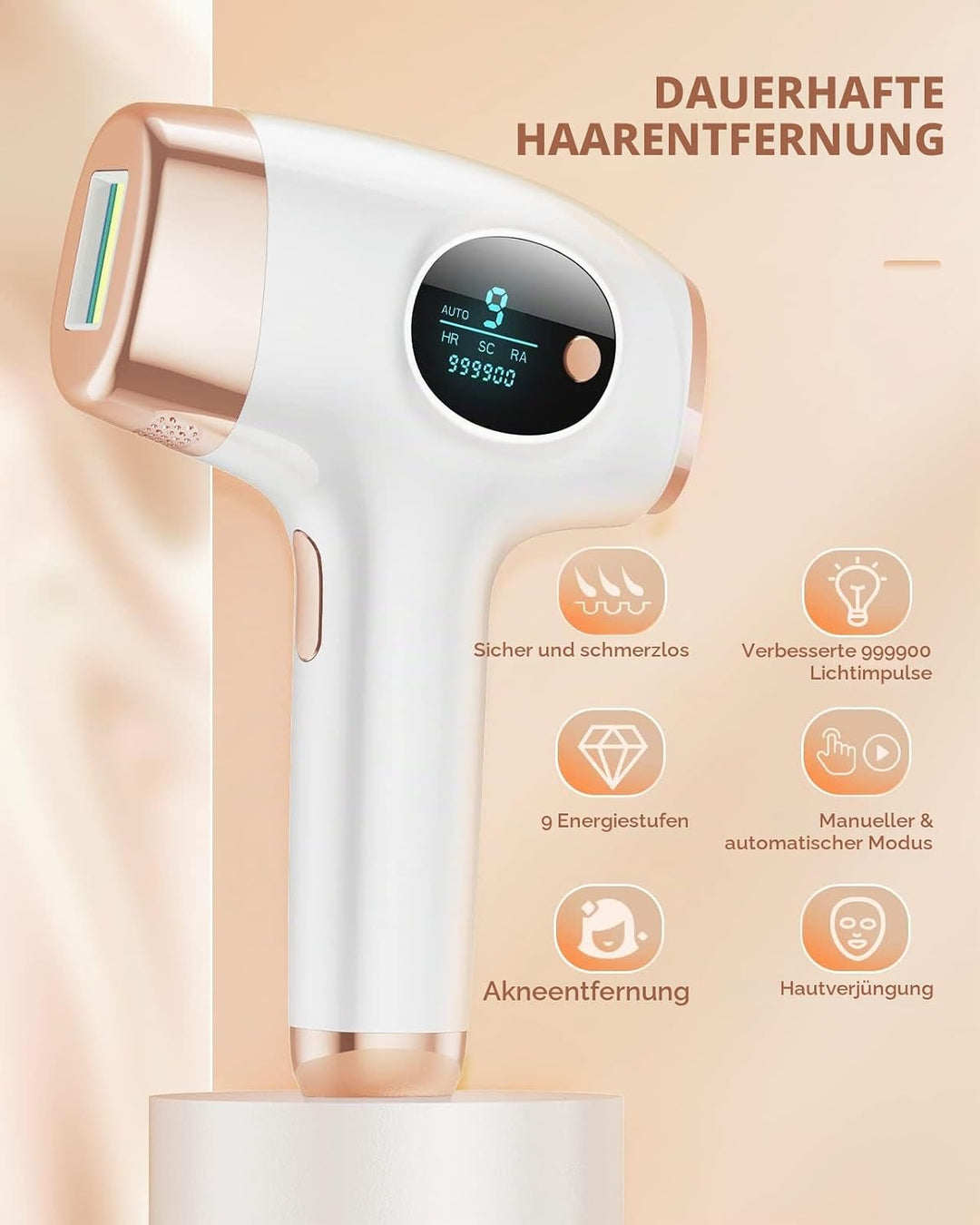 IPL Geräte Haarentfernung Laser mit 999.900 Lichtimpulse, Dauerhafte Schmerzfreie Haarentfernungsger