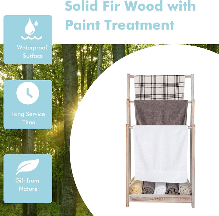 LIFEZEAL Handtuchständer Stehend, Duschtuchhalter Handtuchhalter Holz, Badetuchhalter Freistehend mi