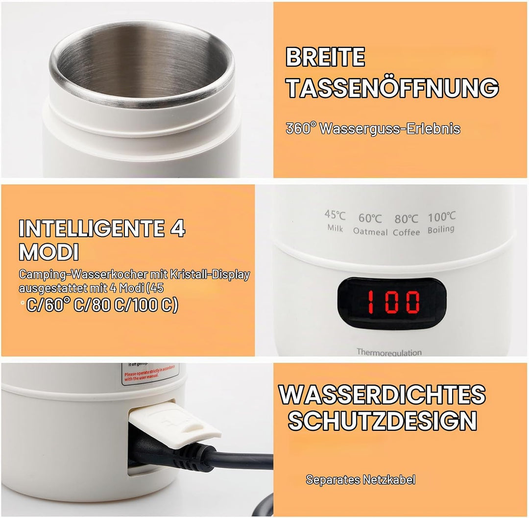 Reise Wasserkocher Klein, Reisewasserkocher Klein, Auto Wasserkocher, 400ml Mini Tragbarer Elektrisc