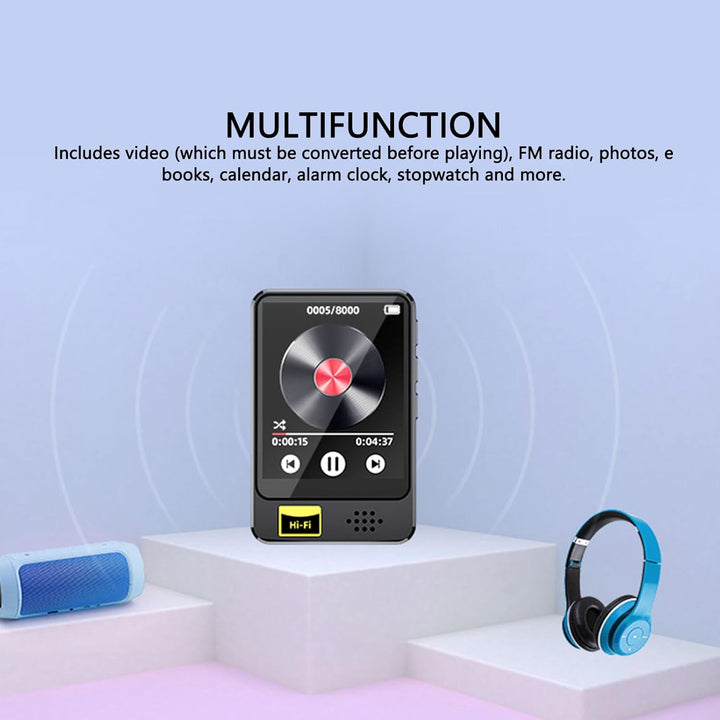 MP3-Player mit Bluetooth 5.0, HiFi-MP3-Spotify-Player mit Verlustfreiem Sound, 1,77-Zoll-Touchscreen