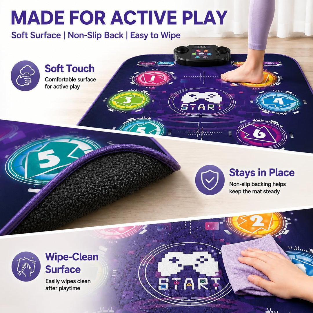 EagleStone Tanzmatte für Kinder mit 5 Spielmodi, Bluetooth, Musik und LED