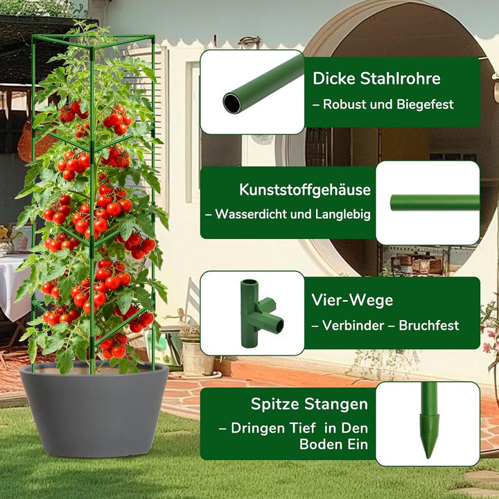ZeeDix Tomaten Rankhilfe 6 Stück,165cm Stabile Pflanzen Rankhilfe | Höhenverstellbare Rankhilfe für