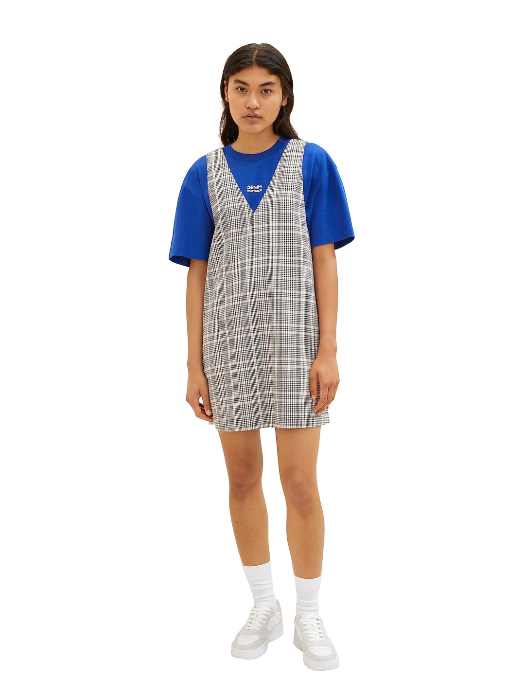 TOM TAILOR Denim Damen Kleid mit Karomuster L 32456-rose Grey Check, L 32456-rose Grey Check