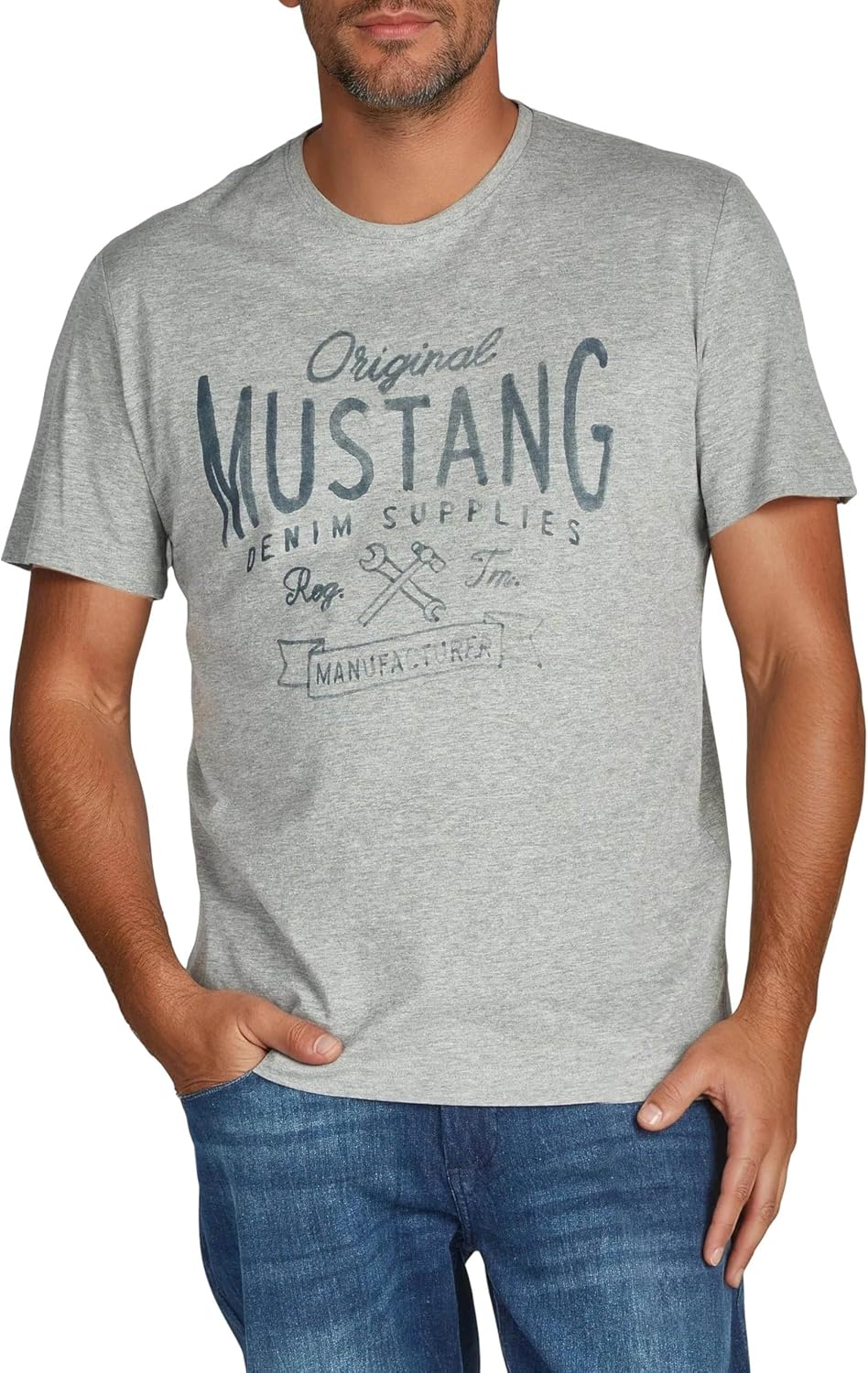 MUSTANG Tshirt Herren Baumwolle Regular Fit 4er Pack Set Rundhals Kurzarm Sommer Tee Shirt Logoprint