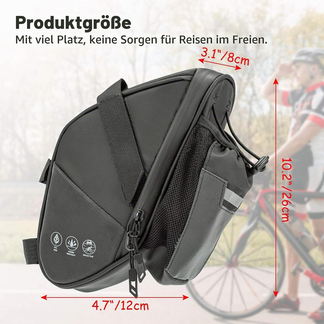 UBORSE Fahrrad Satteltasche Wasserdicht Fahrradsatteltasche mit Flaschenhalter Reflektierend Fahrrad