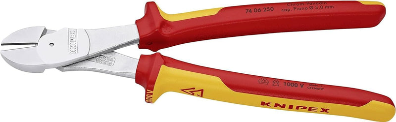 Knipex Kraft-Seitenschneider verchromt, isoliert mit Mehrkomponenten-Hüllen, VDE-geprüft 250 mm 74 0