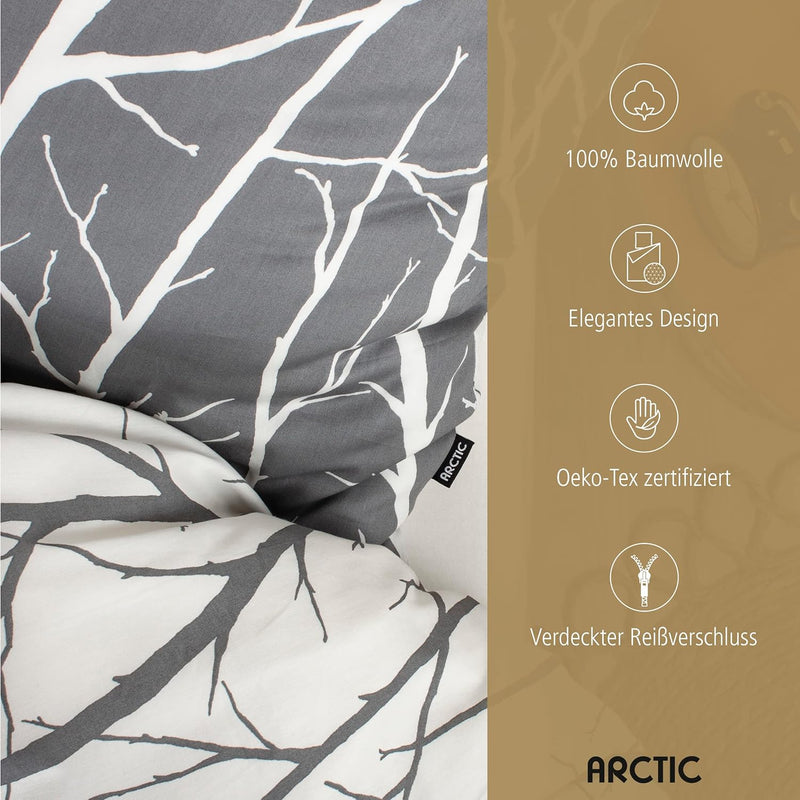 Arctic Bettwäsche 135x200 Satin I Bettbezug aus 100% Baumwolle mit Oeko-Tex Standard 100 I Bettzeug