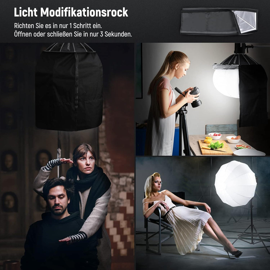 NEEWER 65cm Laternen Softbox mit ein Schritt Schnellwechsel,360°Lichtdiffusor mit Schürze,Bowens Mou