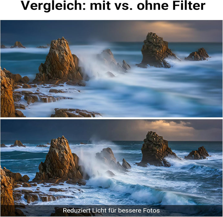 Walimex pro Filterhalter 67 mm für Handykamera, inkl. ND2-ND400 Filter 67 mm, Cold Shoe Mount für LE