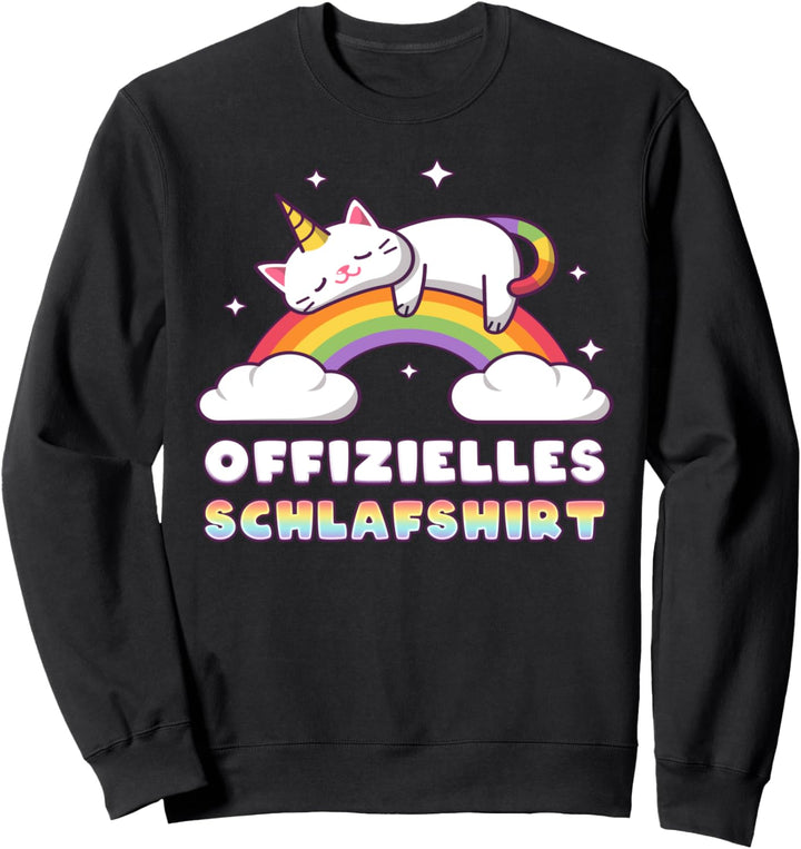Offizielles Schlafshirt, Einhorn-Katze, Regenbogen Sweatshirt