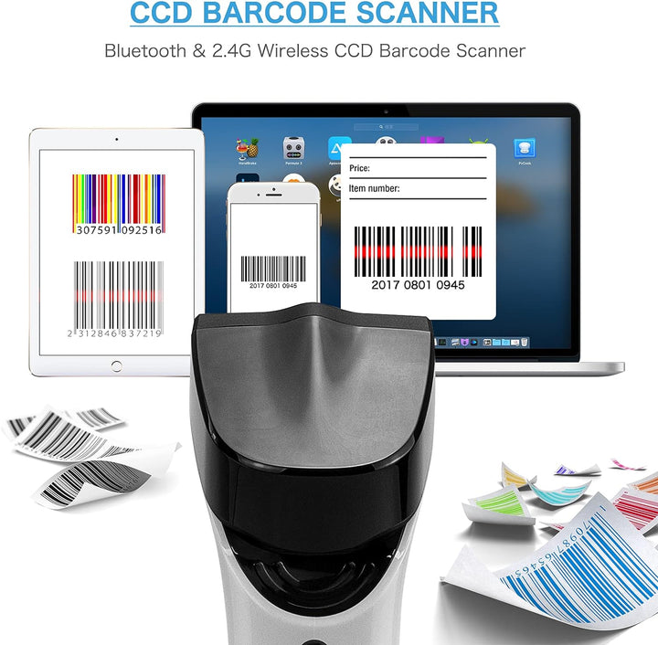 NETUM DS5000 Bluetooth 1D Barcode Scanner, Freisprech-CCD-Barcode-Leser mit Ständer und integriertem