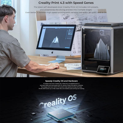 Offizieller Creality K1 3D Drucker, 600 mm/s Hochgeschwindigkeit, Dual-Lüfter-Kühler, verbesserte 0,