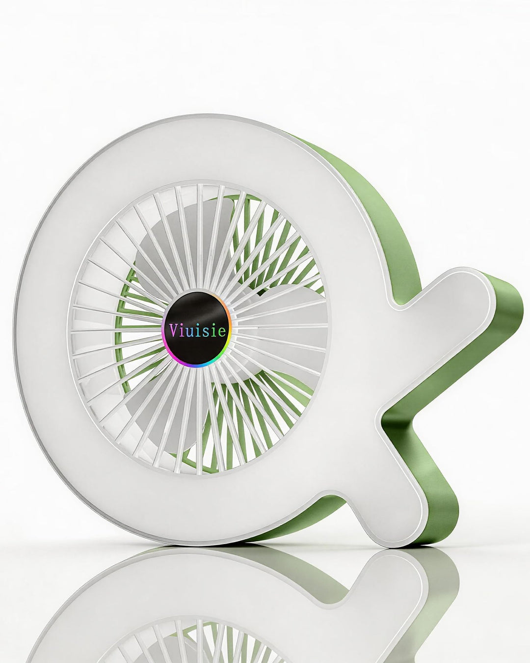 Tischventilator 2-in-1 Mit Rgb-licht Und Wiederaufladbarem 2000mAh Akku, USB-C, 3 Windgeschwindigkei