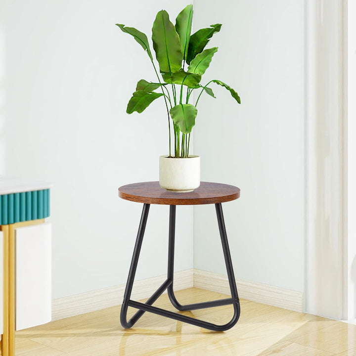 HDANI 35cm Rund Pflanzenständer,Blumenständer,Pflanzenregal aus Holz und Metall,Modernes Regal für Z