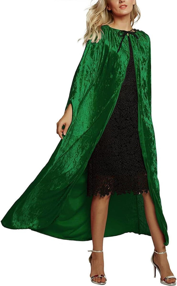 Grüner Samt Umhang mit Kapuze Kinder 140CM Samt Cape Halloween Umhang Kinder Vampir Kostüm Mädchen J