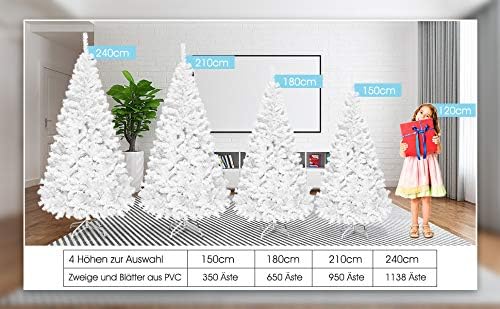 GOPLUS 150/180/210/240cm Weihnachtsbaum Weiss, Festliche Weihnachtdekoration für Zuhause, Weisser Ta