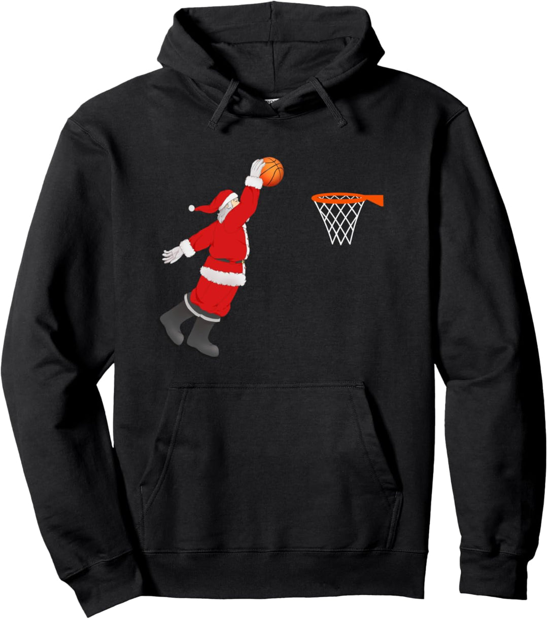 Xmas Basketball Santa Christmas Shirt-Slam Dunk Santa Sports Pullover Hoodie