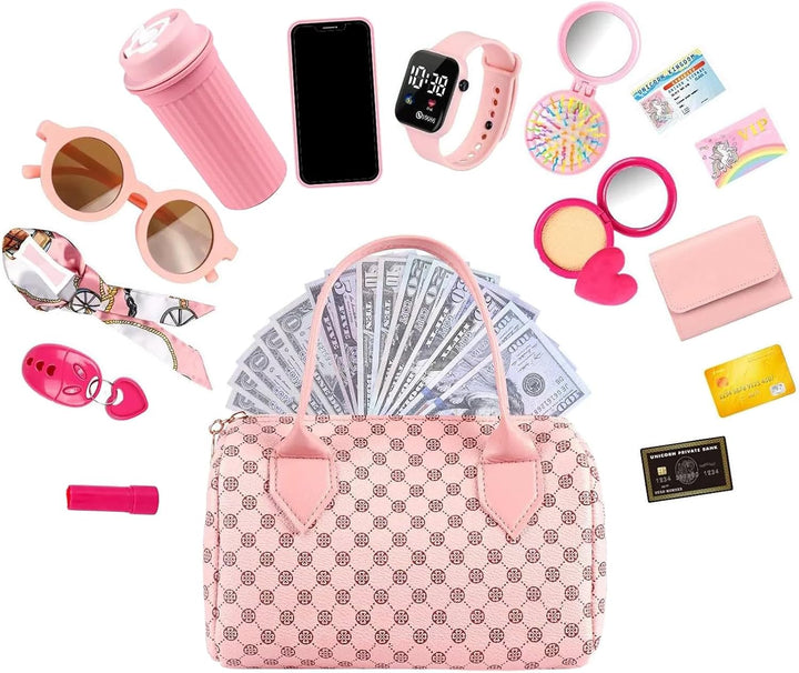 Mädchen Handtasche Spielhandtasche Für Kinder Mit Zubehör , Falsches Make-up Spielzeug Mit Handy, Uh