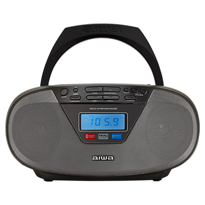 Aiwa BBTU-400BK Tragbares CD-Radio mit Bluetooth und USB, Farbdisplay, RDS, FM PLL, Weckfunktion, Fa