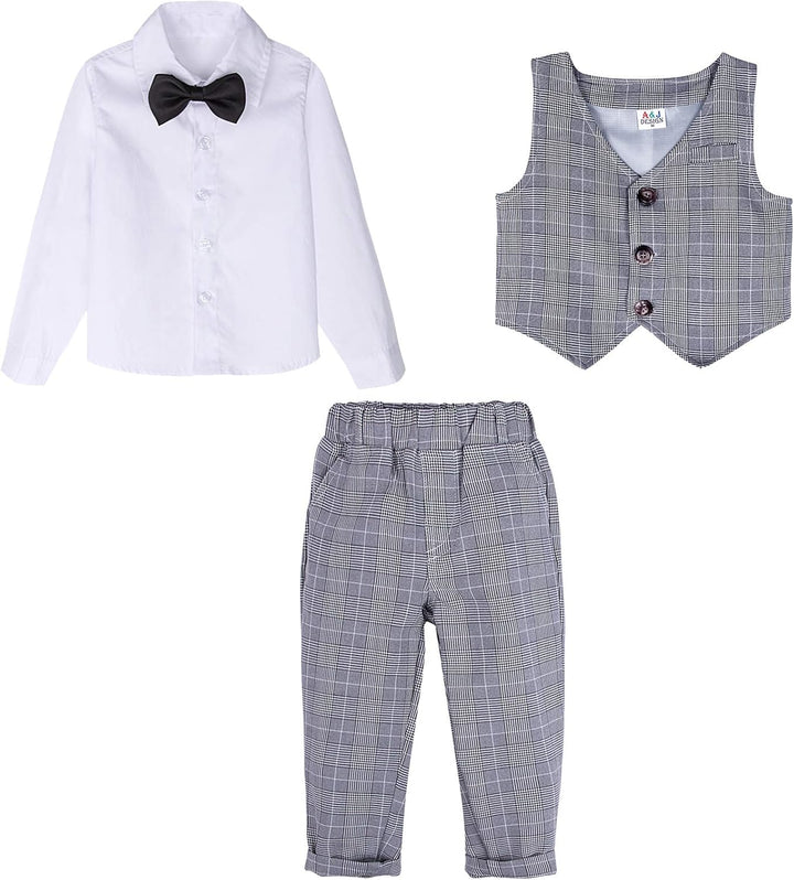 mintgreen Baby Anzug Junge, 3 Stück Gestreift Outfit Hochzeit Gentleman Kleiderset Lange Ärmel Hemd