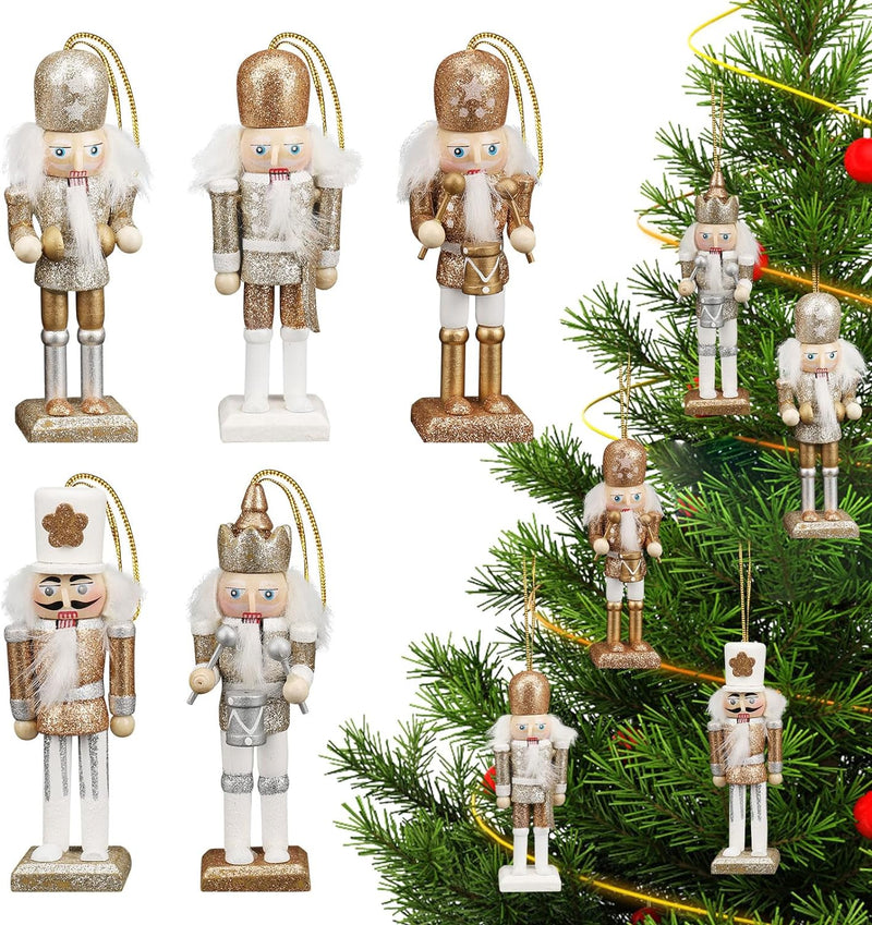 Soekodu Nussknacker Hängende Ornamentfiguren Weihnachtsdekor Mini Holzsoldat Marionette Nussknacker