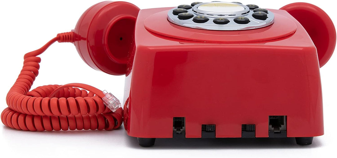 GPO 746WALL Retro Festznetztelefon mit Drucktasten zur Wandmontage mit authentischer Klingelton, Rot