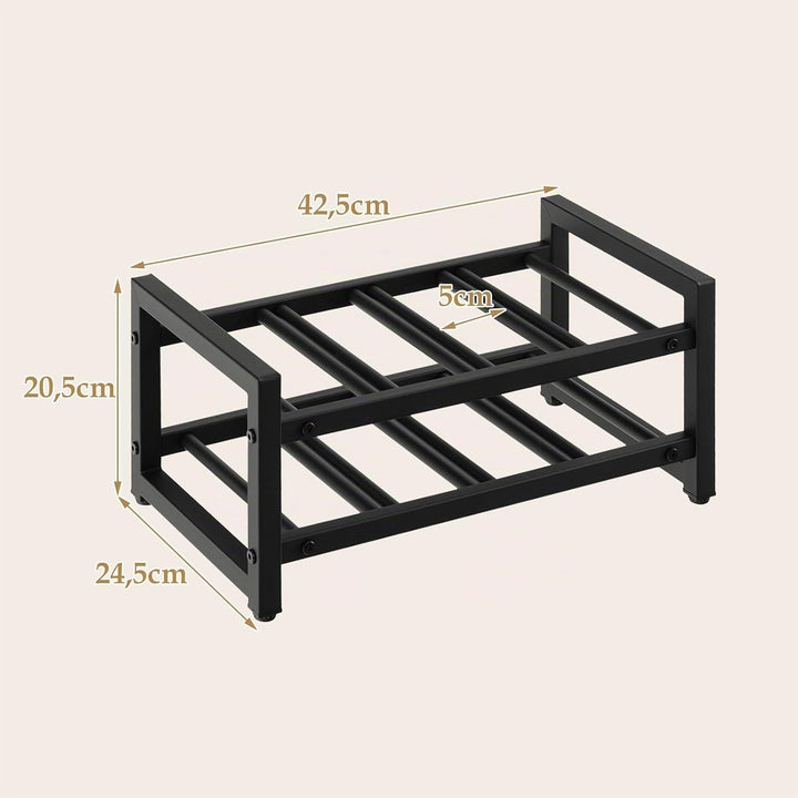 COSTWAY Weinregal Metall, Flaschenregal mit 2 Ablagen, für bis zu 8 Flaschen, Flaschenständer schwar