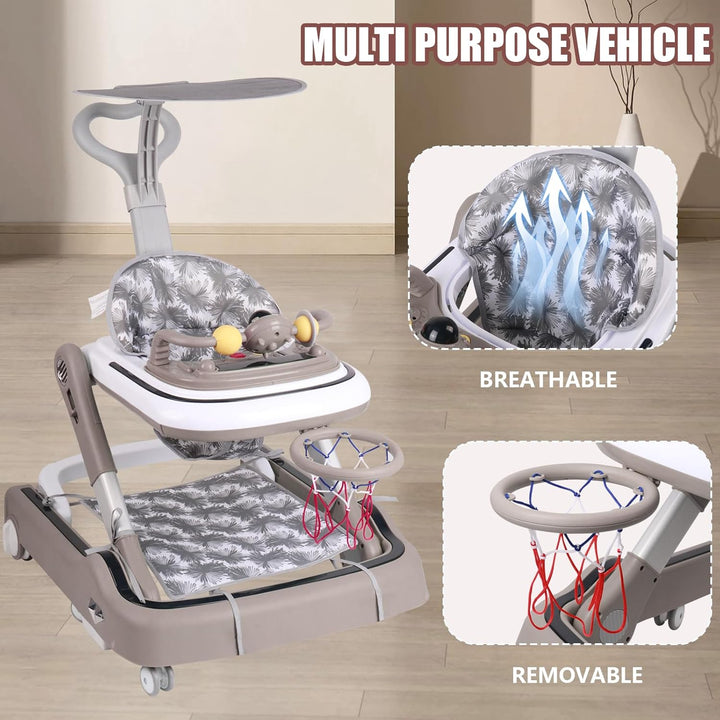 Lauflernhilfe für Babys mit Spielset und Bodenmatte, robust, faltbar, mit 5 verstellbaren Positionen