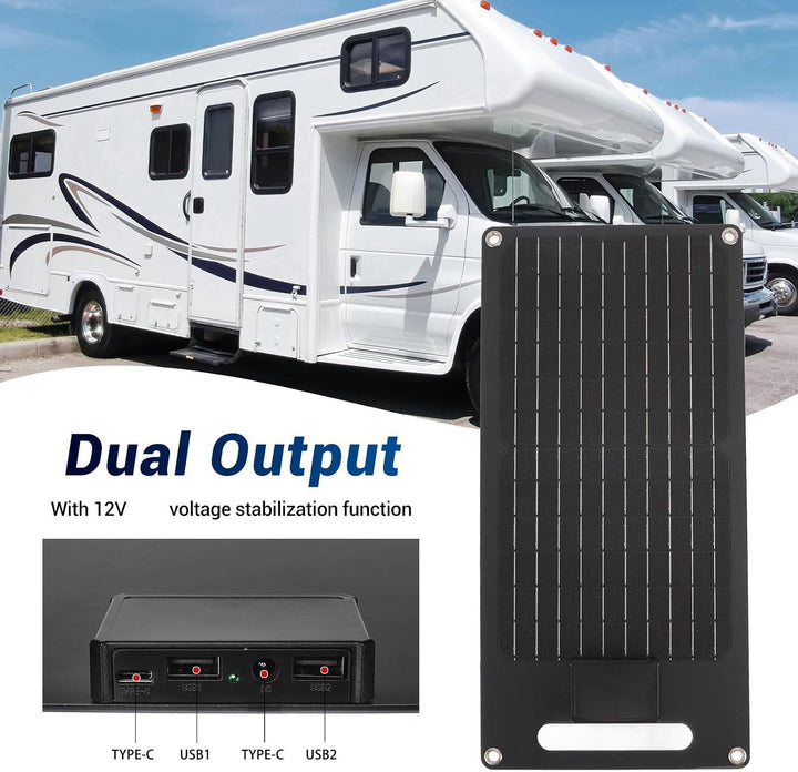 Mumusuki 50W 12V Solarpanel, Monokristalline Silizium -Abs -Solar -Ladegerät mit Dual -USB -Ausgaben