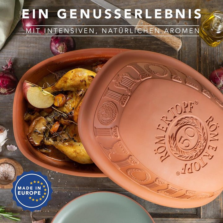 Römertopf Tonbräter 50 Jahre Jubiläums-Edition 5 Liter Bräter für bis zu 8 Personen, 5 Liter