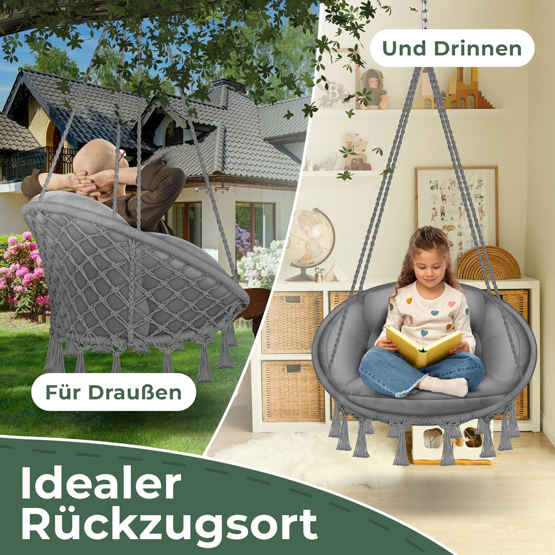 KESSER® Hängesessel mit Kissen - Chill Hängestuhl zum Aufhängen für Erwachsene & Kinder Hängematte b
