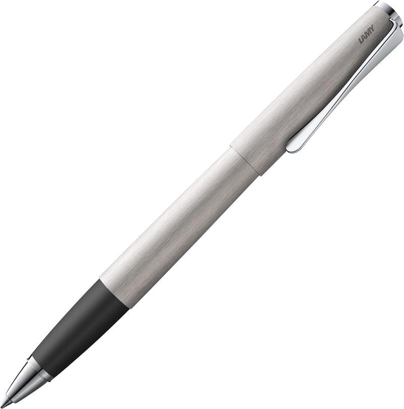 LAMY studio Tintenroller 365 - Rollpen aus Edelstahl strichmattiert in der Farbe Silber mit Griffstü